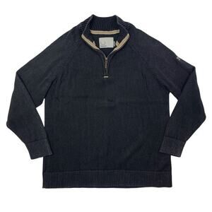 Levelwear Salute Sweater Mens XL Black Grey Cotton 1/4 Zip Mock Neck Pullover